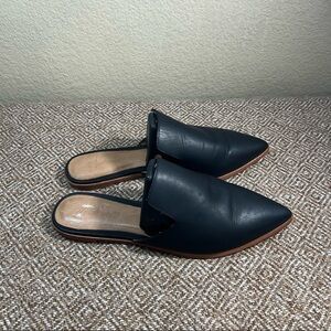 Madewell Gemma Mule Loafer Women's 9.5 Black Leather Pointed Toe Flats Office